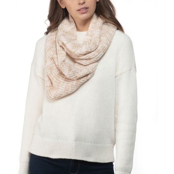 Style & Co Women's Beige and White Ribbed Marled Loop Infinity Scarf - Picture 1 of 2